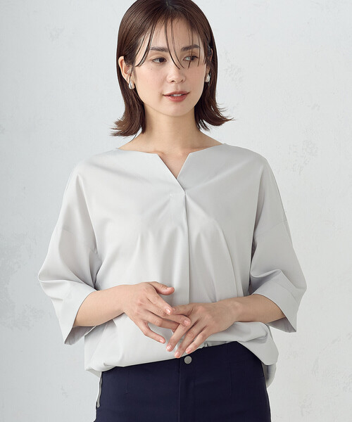 「COMME CA ISM」 半袖ブラウス FREE ホワイト レディース_画像9