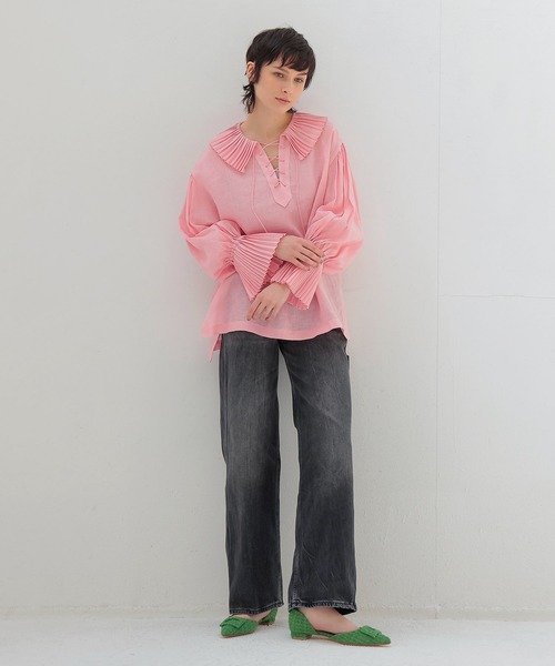 venit（ヴェニット） ブラウス シャツ VENIT / linen pleats blouse
