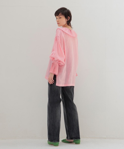 ブラウス シャツ VENIT / linen pleats blouse(リネンプリーツブラウス VEG-5519-A) レディースの画像