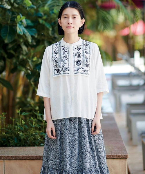 「Sunny clouds」 半袖ブラウス - ホワイト レディース_画像2