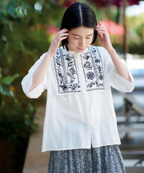 「Sunny clouds」 半袖ブラウス - ホワイト レディース_画像4