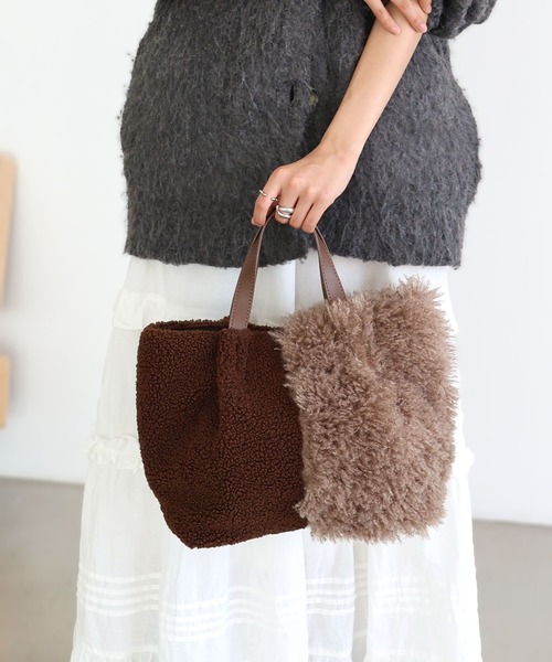 T・S・L トートバッグ ファー切り替えトートバッグ レディース
