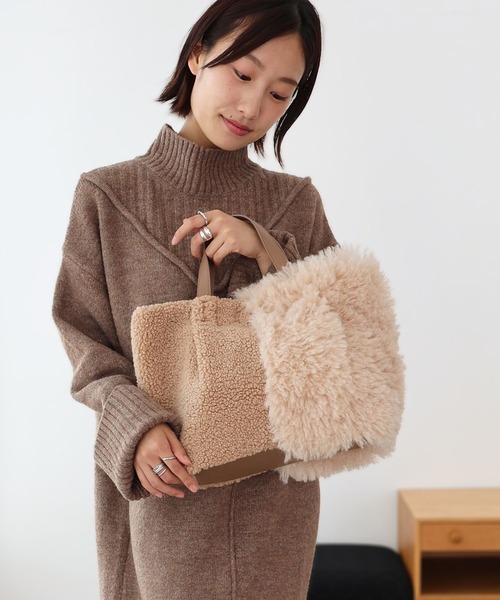 T・S・L トートバッグ ファー切り替えトートバッグ レディース