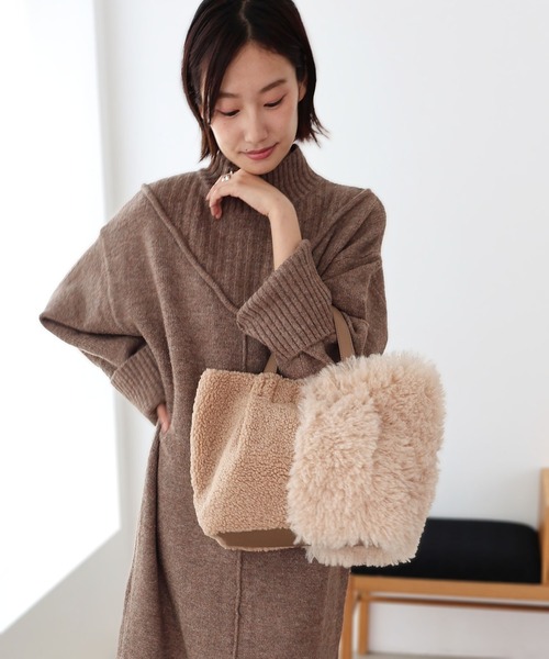 T・S・L トートバッグ ファー切り替えトートバッグ レディース