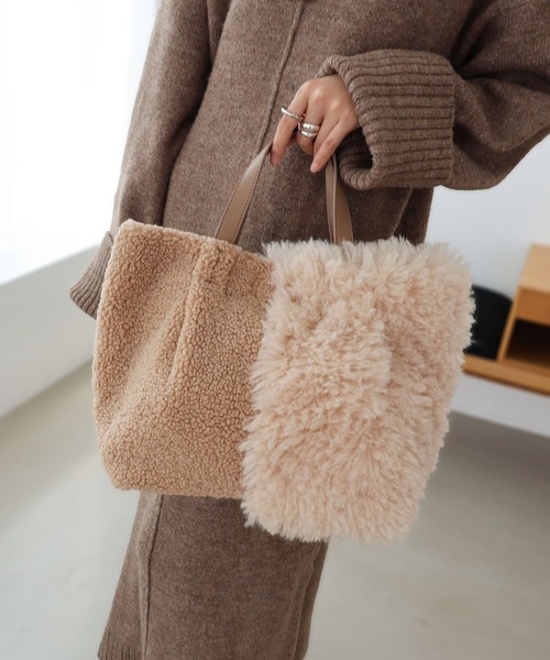 T・S・L トートバッグ ファー切り替えトートバッグ レディース
