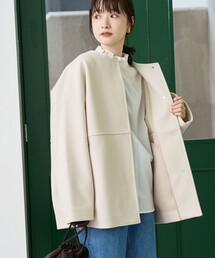 coen（コーエン） ノーカラーコート コート ライトメルトン ノーカラー