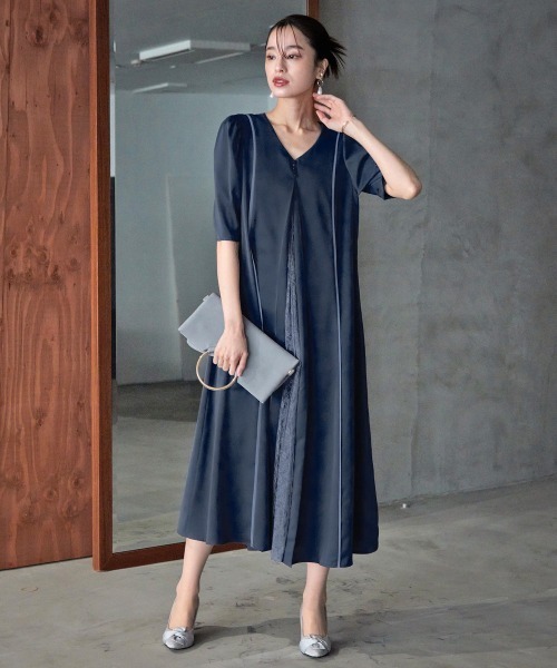 「Callarus」 半袖ワンピース 3L ブラック レディース_画像2