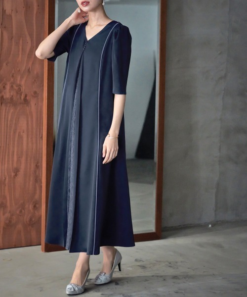 「Callarus」 半袖ワンピース 3L ブラック レディース_画像4