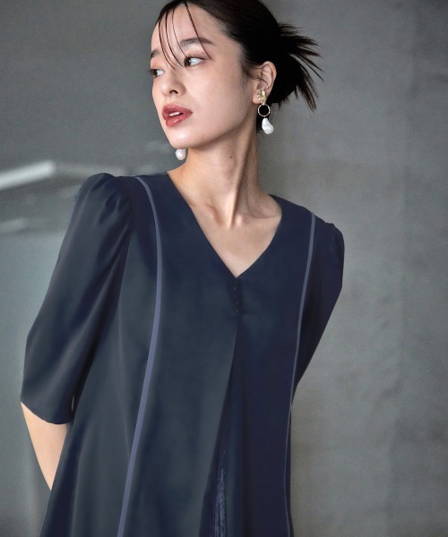 「Callarus」 半袖ワンピース 3L ブラック レディース_画像5