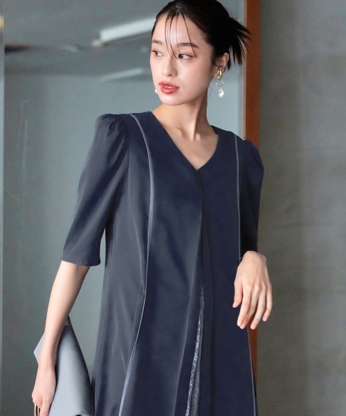 「Callarus」 半袖ワンピース 3L ブラック レディース_画像7