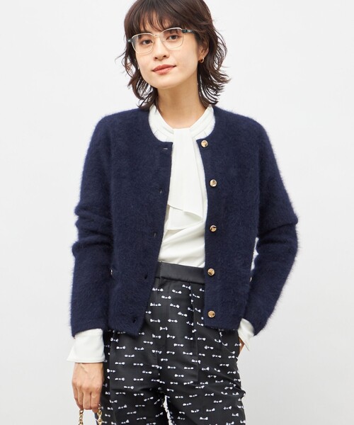 NOLLEY'S（ノーリーズ） カーディガン ヘアリークルーネックニット