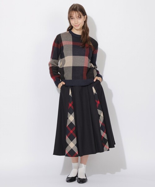 ブルーレーベル　クレストブリッジ　チェック柄ニットハイネックセーター【訳あり】 CB CRESTBRIDGE ニット セーター クレストブリッジビッグチェック