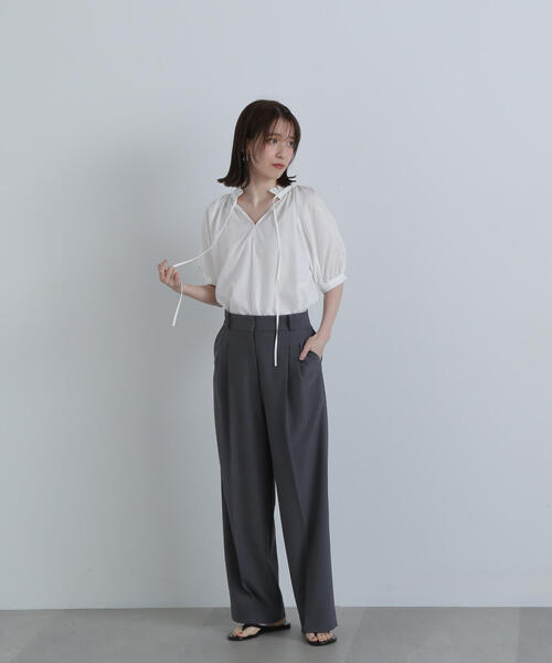 「N.(N. Natural Beauty Basic)」 半袖ブラウス MEDIUM ブルー レディース_画像8