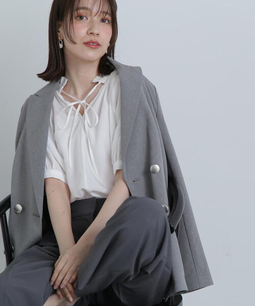 「N.(N. Natural Beauty Basic)」 半袖ブラウス MEDIUM ブルー レディース_画像9