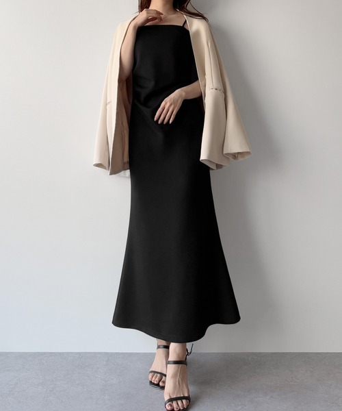 「mipiarl」 キャミソールワンピース MEDIUM チャコール レディース_画像2