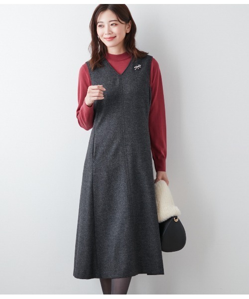 NEWYORKER（ニューヨーカー） ワンピース ライトツィード Vネック
