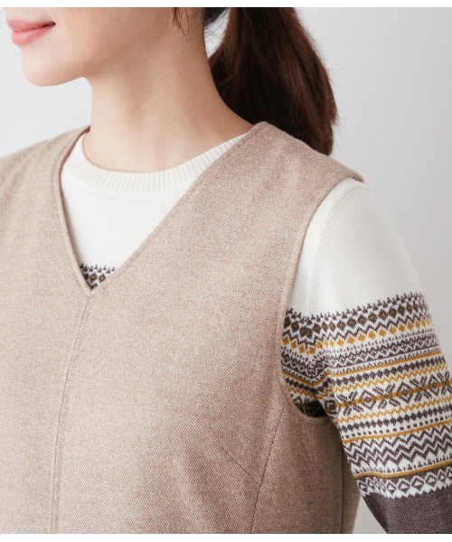 NEWYORKER（ニューヨーカー） ワンピース ライトツィード Vネック