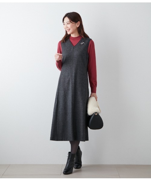 NEWYORKER（ニューヨーカー） ワンピース ライトツィード Vネック