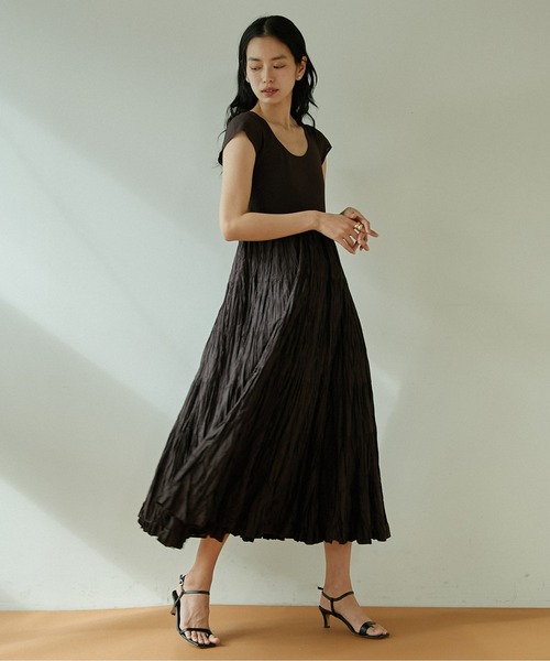 「MARIHA」 ノースリーブワンピース 38 ダークブラウン レディース_画像3