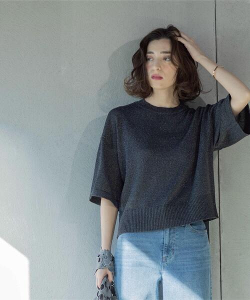 「OPAQUE.CLIP」 半袖ニット 38 ピンク レディース_画像6