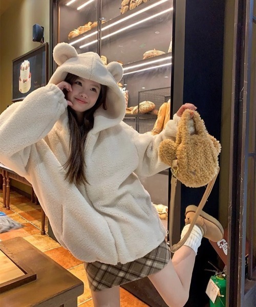 shameless ブルゾン アウター 猫耳もこもこブルゾン レディース