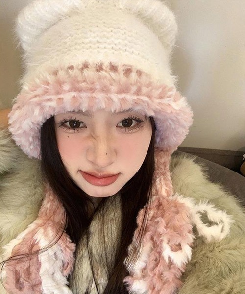 Ressaca（レサーカ） ニット帽 ニットキャップ 猫耳シャギーニット帽