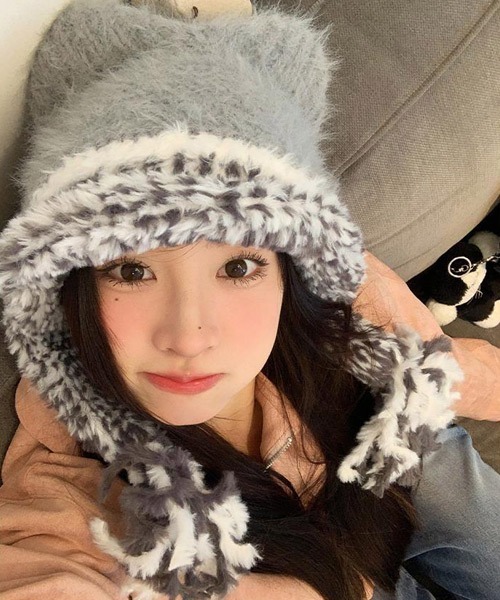 Ressaca（レサーカ） ニット帽 ニットキャップ 猫耳シャギーニット帽