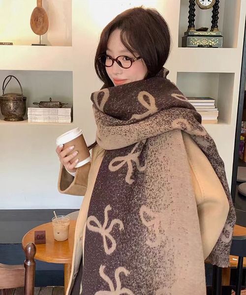zucca ズッカ　縮絨　メッシュ編み ブラウン　マフラー　ストール　スカーフ ZUCCa（ズッカ） ストール マフラー ウールマフラー / ストール / S
