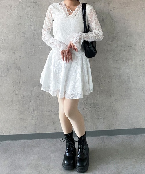Mejoul パーティードレス ワンピース 「2026春夏新作」Vネック総レース