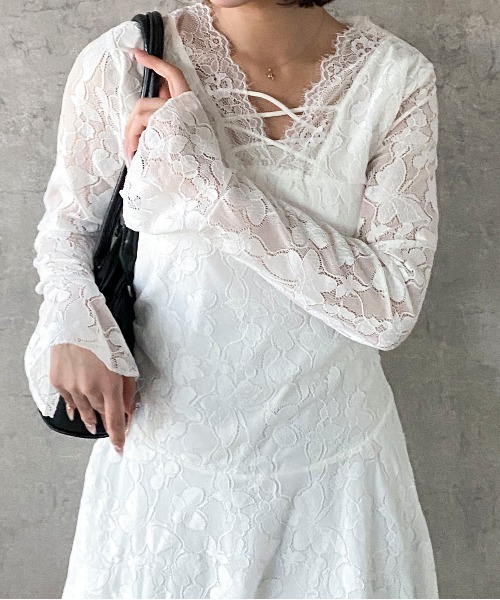 Mejoul パーティードレス ワンピース 「2026春夏新作」Vネック総レース
