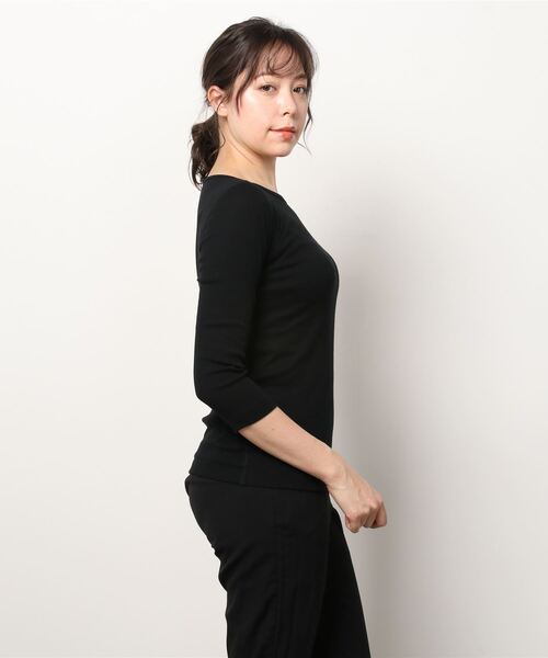 「three dots」 7分袖カットソー SMALL ブラック レディース_画像2