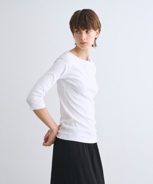 「three dots」 7分袖カットソー SMALL ブラック レディース_画像4