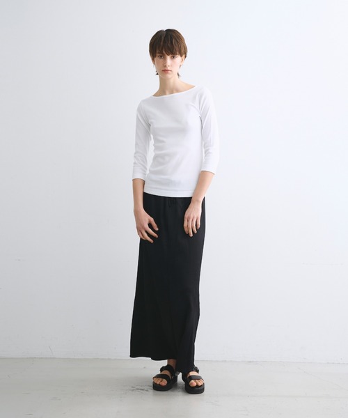 「three dots」 7分袖カットソー SMALL ブラック レディース_画像6