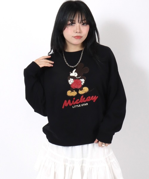 SQUID MANIA ブラックレッドスウェット送料込み Disney（ディズニー） トレーナー スウェット キャラクターサガラ刺繍