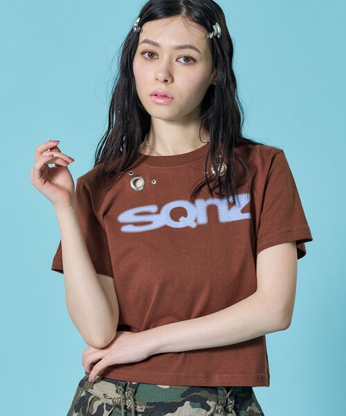 SEQUENZE tシャツ 半袖 WEB限定 / アイレット ぼかしロゴ半袖ピチT