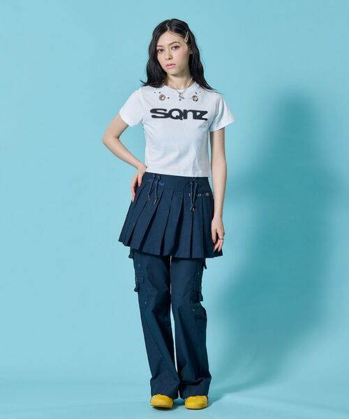 SEQUENZE tシャツ WEB限定 / アイレット ぼかしロゴ半袖ピチT sqnz