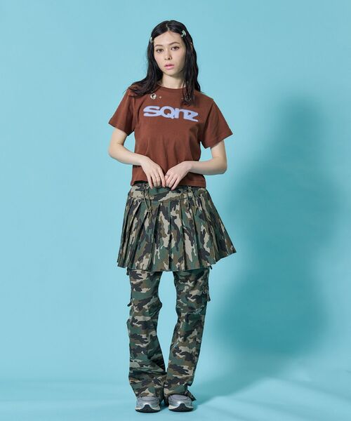 SEQUENZE tシャツ WEB限定 / アイレット ぼかしロゴ半袖ピチT sqnz