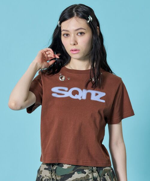 SEQUENZE tシャツ 半袖 WEB限定 / アイレット ぼかしロゴ半袖ピチT