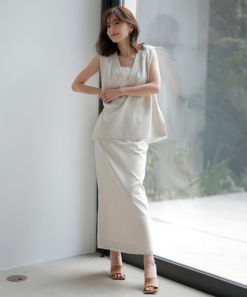 「anuans」 タイトスカート MEDIUM ベージュ レディース_画像5