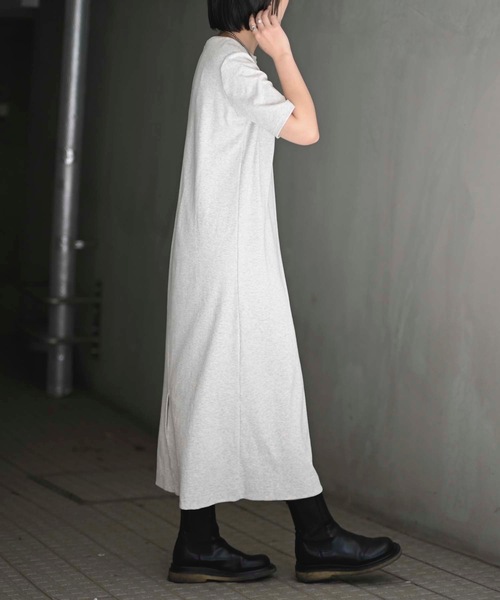 「＆HALF」 「noa-ge」半袖ワンピース M ブラック レディース_画像4