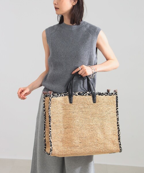 トートバッグ A VACATION / TANK ラフィア LEOPARD トートバッグ レディースの画像