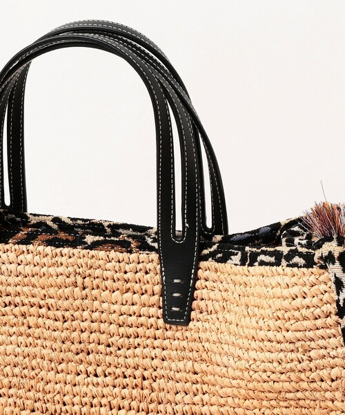 トートバッグ A VACATION / TANK ラフィア LEOPARD トートバッグ レディースの画像