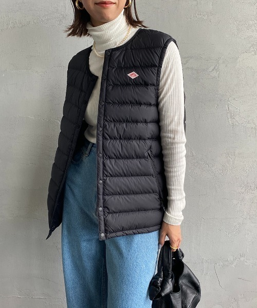 【DANTON】ダントン　ダウンベスト ブラックフード付きサイズ34 Danton（ダントン） ダウンベスト S ブラック レディース : ZOZOTOWN