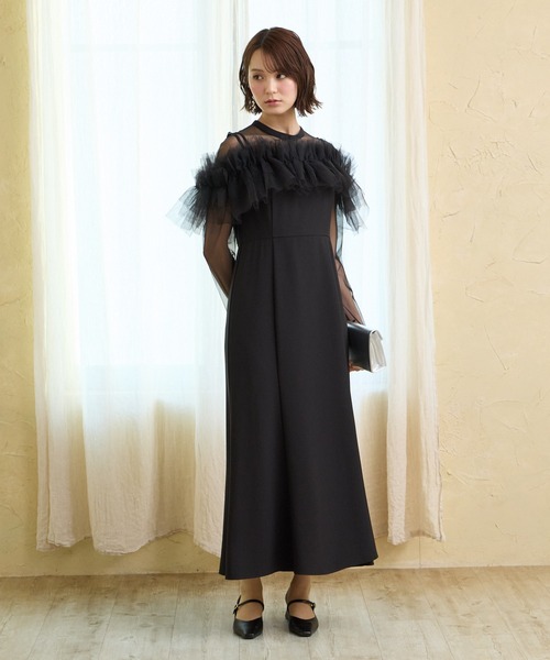 AIMER（エメ） ドレス チュールフリルビスチェ×ロングスリーブ