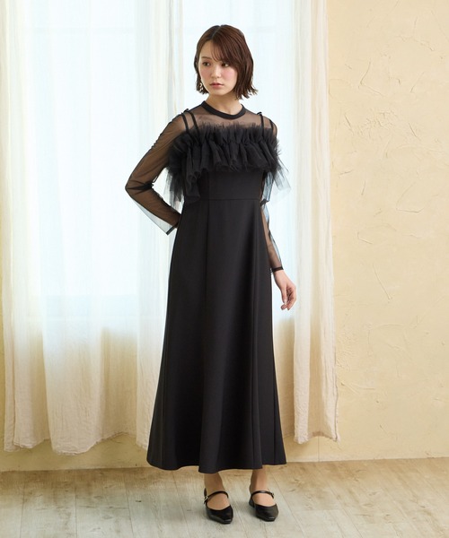 AIMER（エメ） ドレス チュールフリルビスチェ×ロングスリーブ