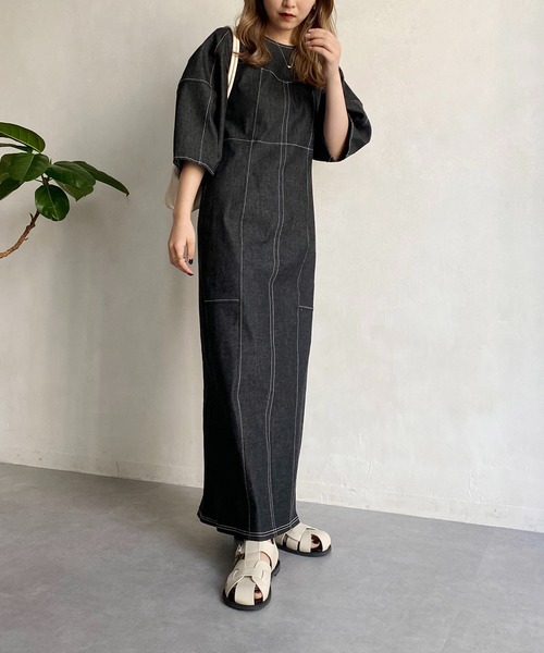 CAPRICIEUX LE'MAGE（カプリシューレマージュ） 7分袖ワンピース FREE