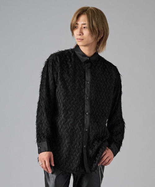 「REGIEVO」 長袖シャツ MEDIUM ブラック メンズ_画像3