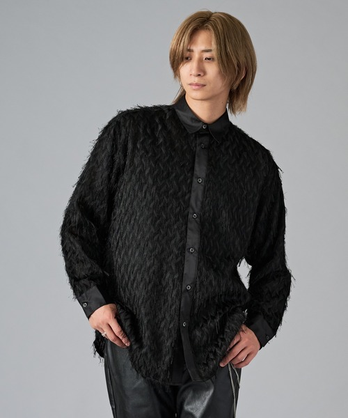 「REGIEVO」 長袖シャツ MEDIUM ブラック メンズ_画像7