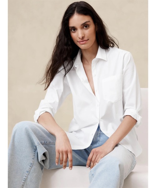 「BANANA REPUBLIC FACTORY STORE」 長袖シャツ X-SMALL ブルー レディース_画像9