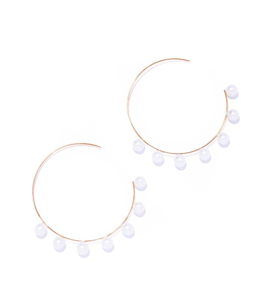 ピアス 「les bon bon」flotter pearl hoop pierce M/フロテ パール フープ ピアス M 両耳 BOB913の画像